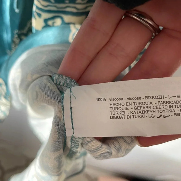 Zara Satin Bandana Paisley  Print Mini Dress Teal Size Small Blogger Fave - Picture 15 of 15